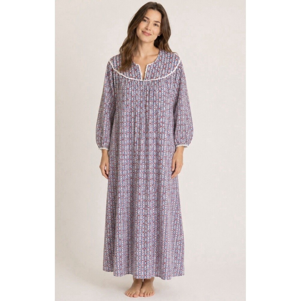 Lanz of Salzburg Tyrolean Flannel Nightgown Size 1X Storybook Cottagecore Folk